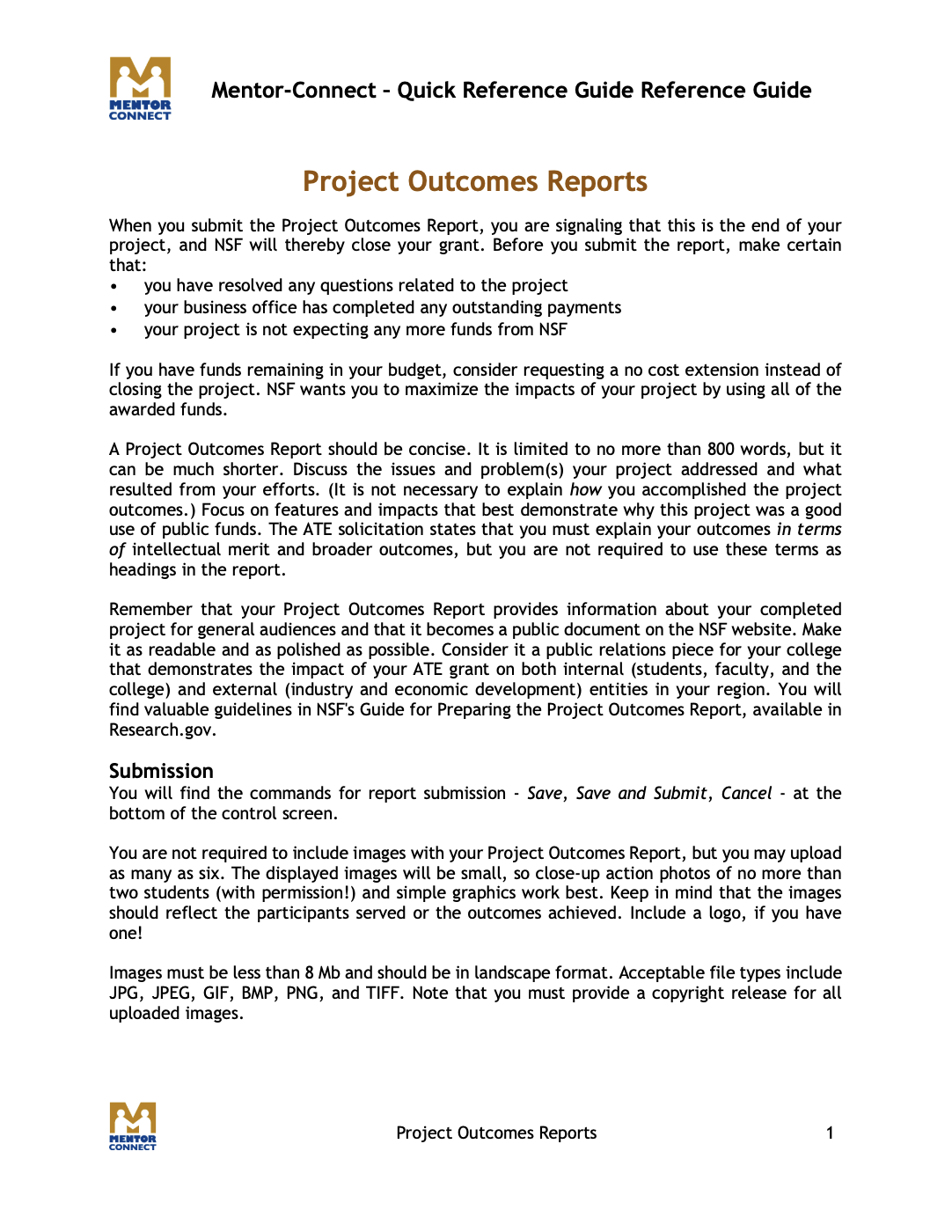 2026 Preparing your Final Project Outcome Reports